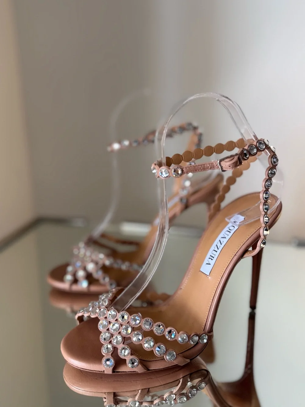 Like New AQUAZZURA Tequila 105 Blush Leather Sandals $1,630 37